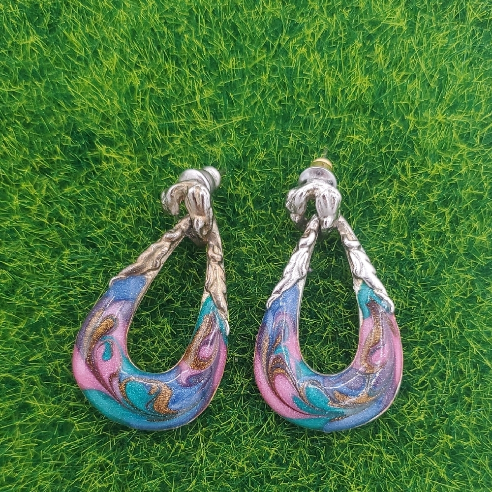 Vintage Colormelt Teardrop Openwork Earrings E1019